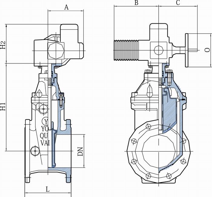 电动软密封闸阀相关结构图